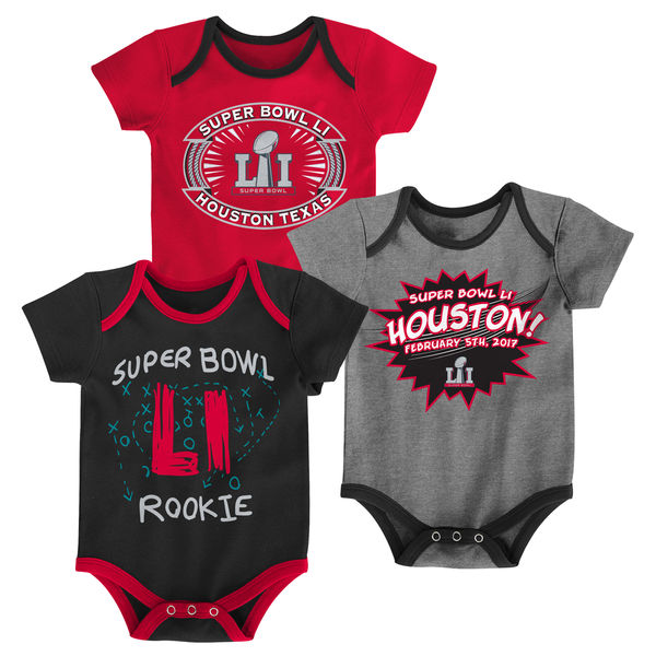 Super Bowl LI Infant 3-Pack Bodysuit Set - Red/Black